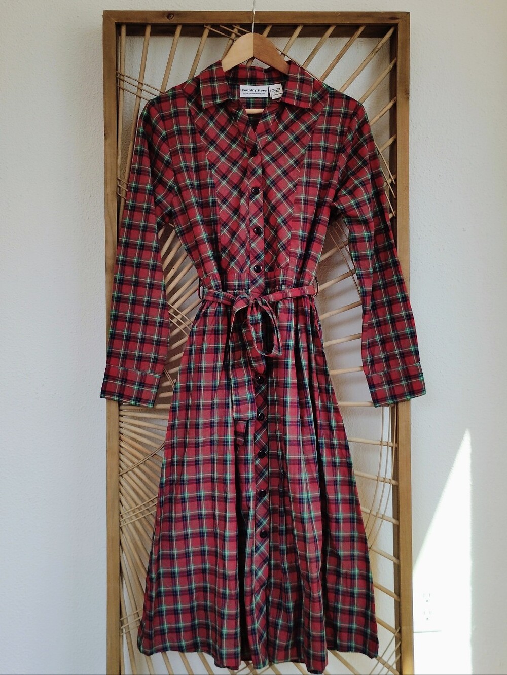 Country Store 100% Cotton Button Front Long Sleeve Plaid Dress / Size Small